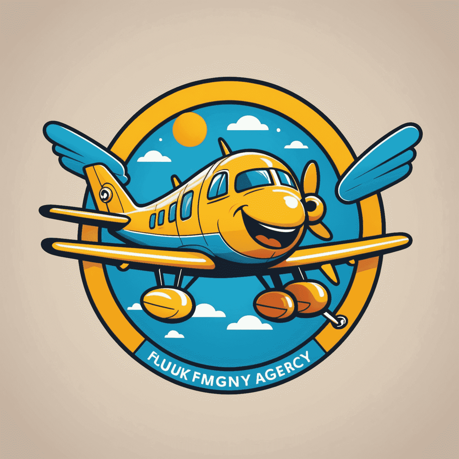 Funky Digital Agency logo featuring a whimsical cartoon airplane with a smiley face