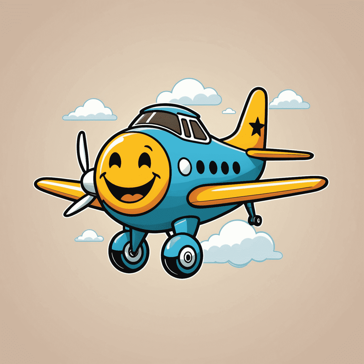 Funky Digital Agency logo featuring a whimsical cartoon airplane with a smiley face