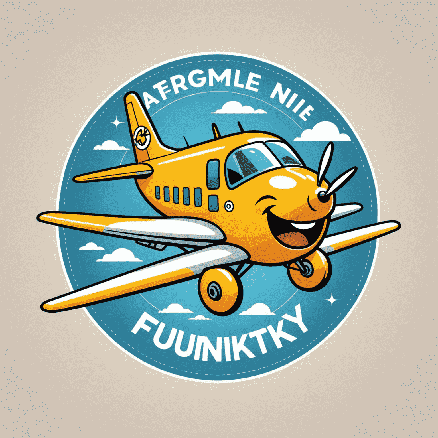 Funky Digital Agency logo featuring a whimsical cartoon airplane with a smiley face