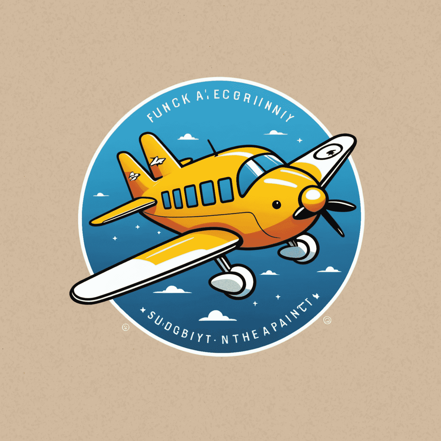 Funky Digital Agency logo featuring a whimsical cartoon airplane with a smiley face