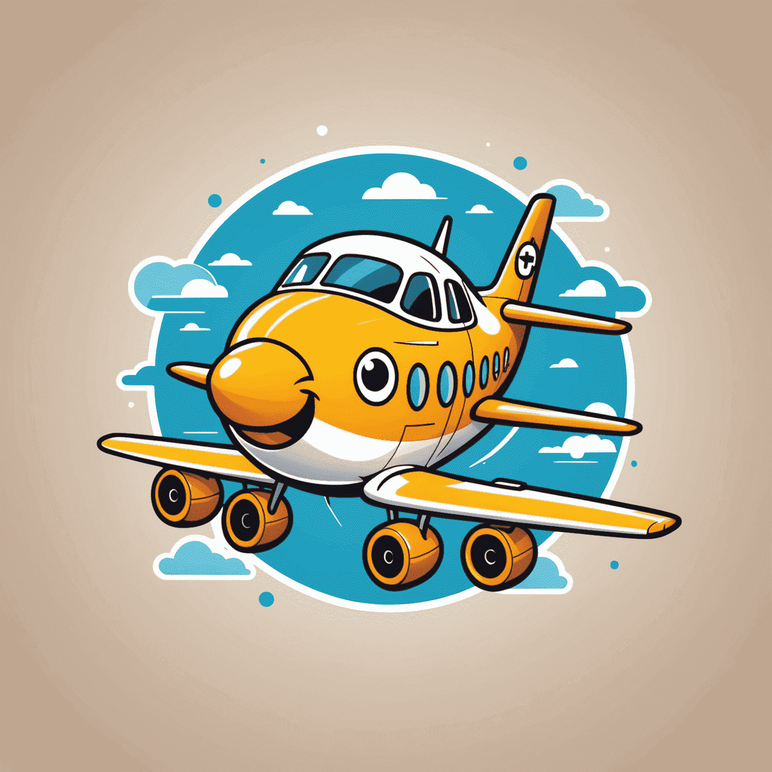 Funky Digital Agency logo featuring a whimsical cartoon airplane with a smiley face