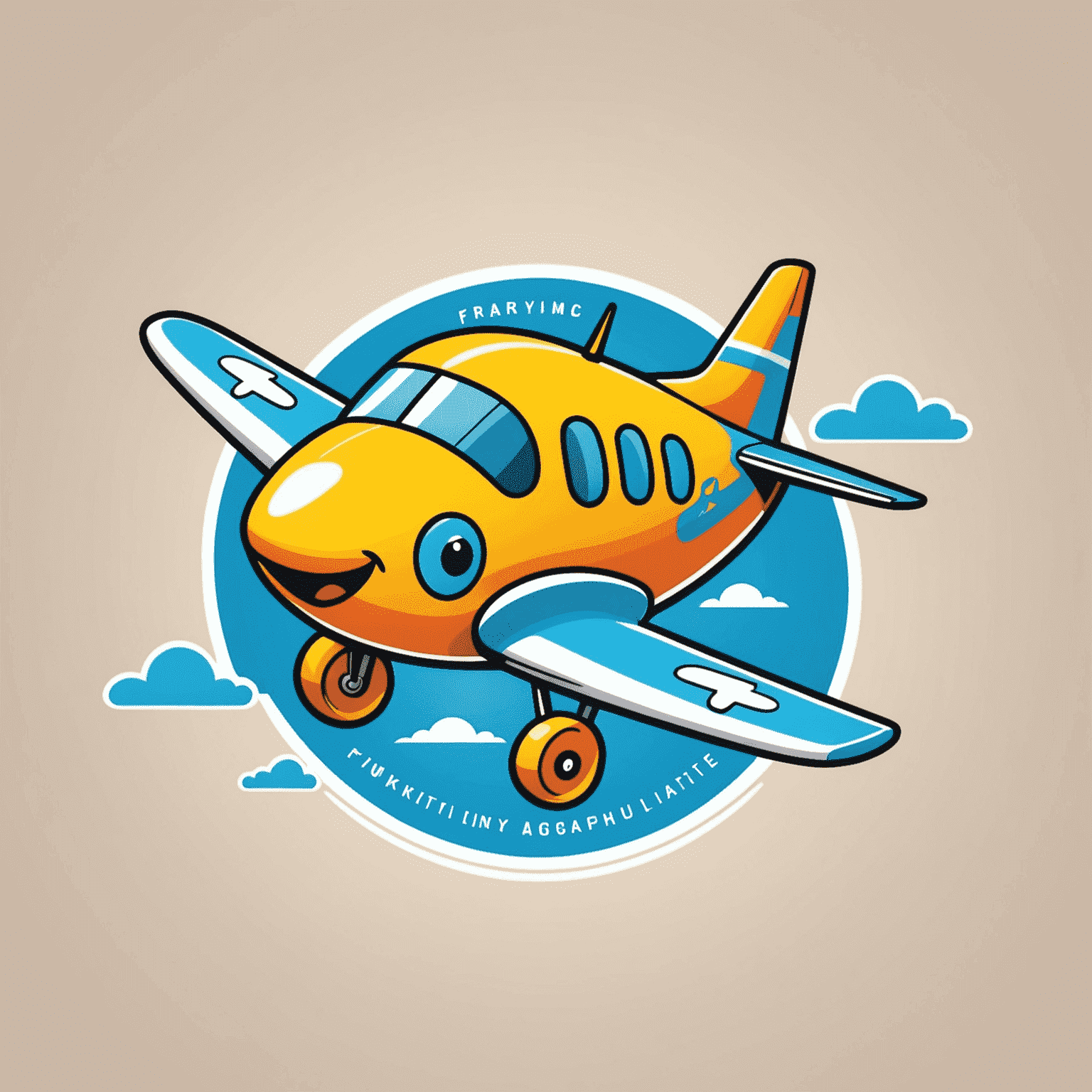 Funky Digital Agency logo featuring a whimsical cartoon airplane with a smiley face