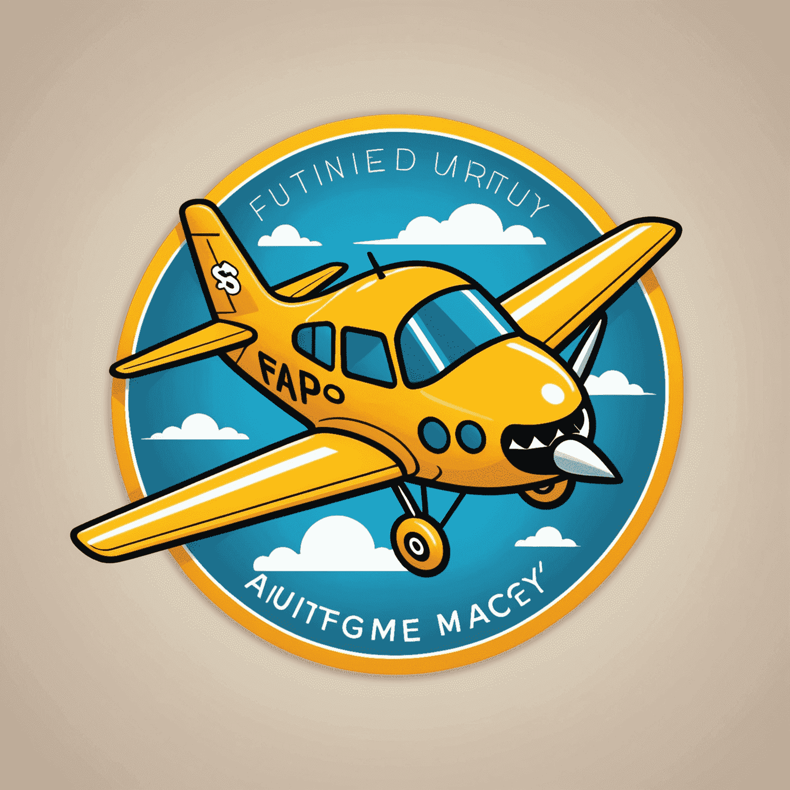 Funky Digital Agency logo featuring a whimsical cartoon airplane with a smiley face