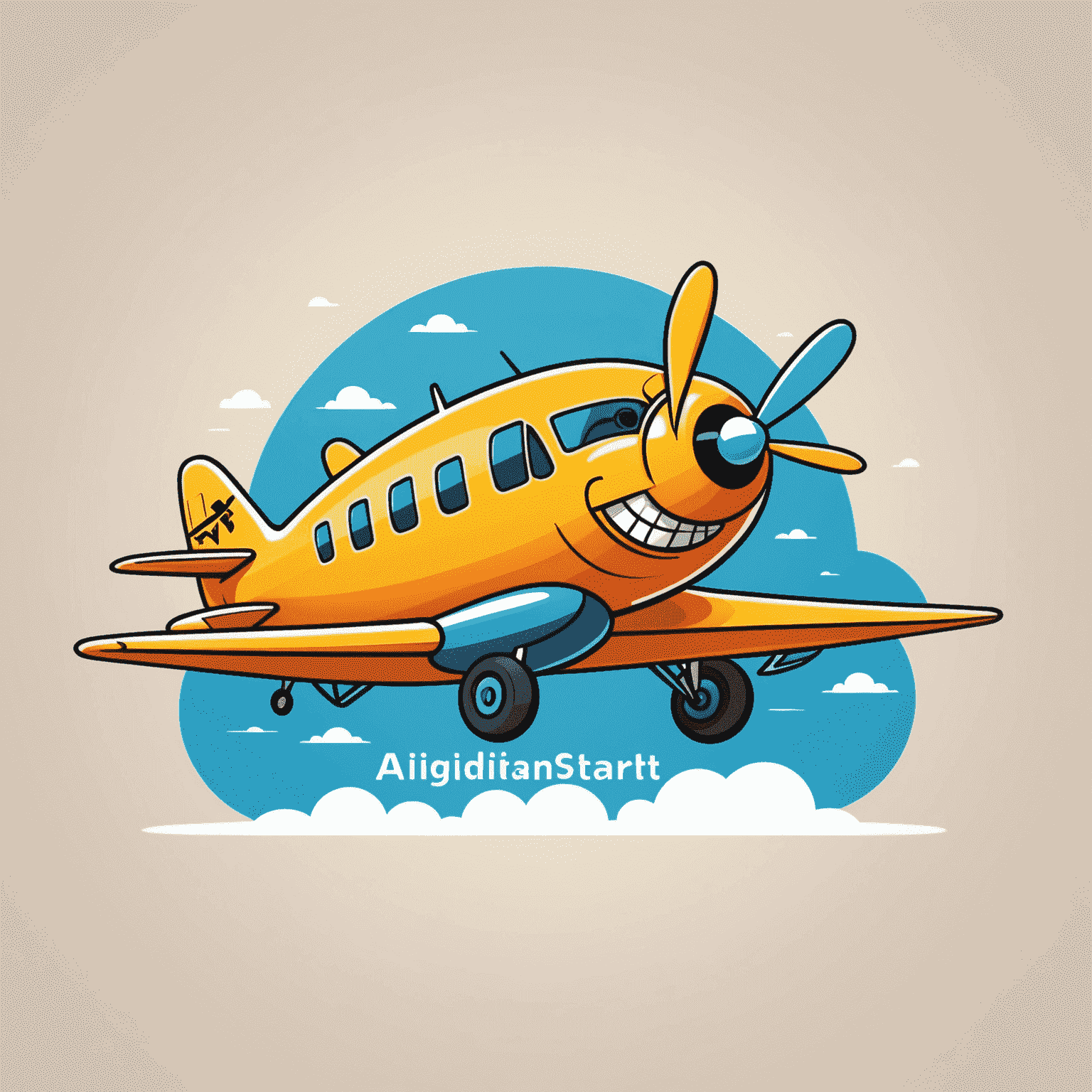 Funky Digital Agency logo featuring a whimsical cartoon airplane with a smiley face