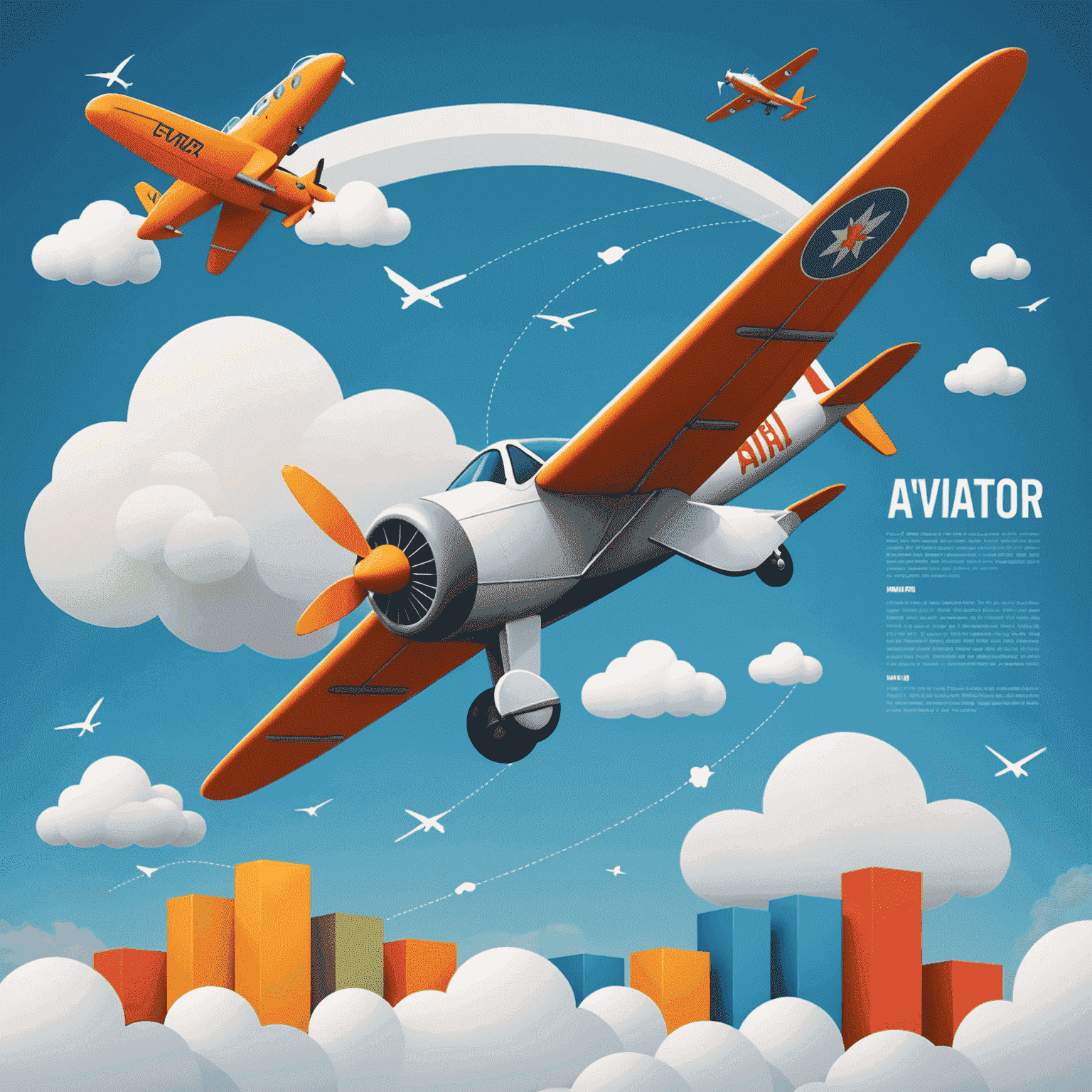 Whimsical infographic showing the rise of Aviator game popularity in India, with a cartoon airplane climbing a graph made of clouds