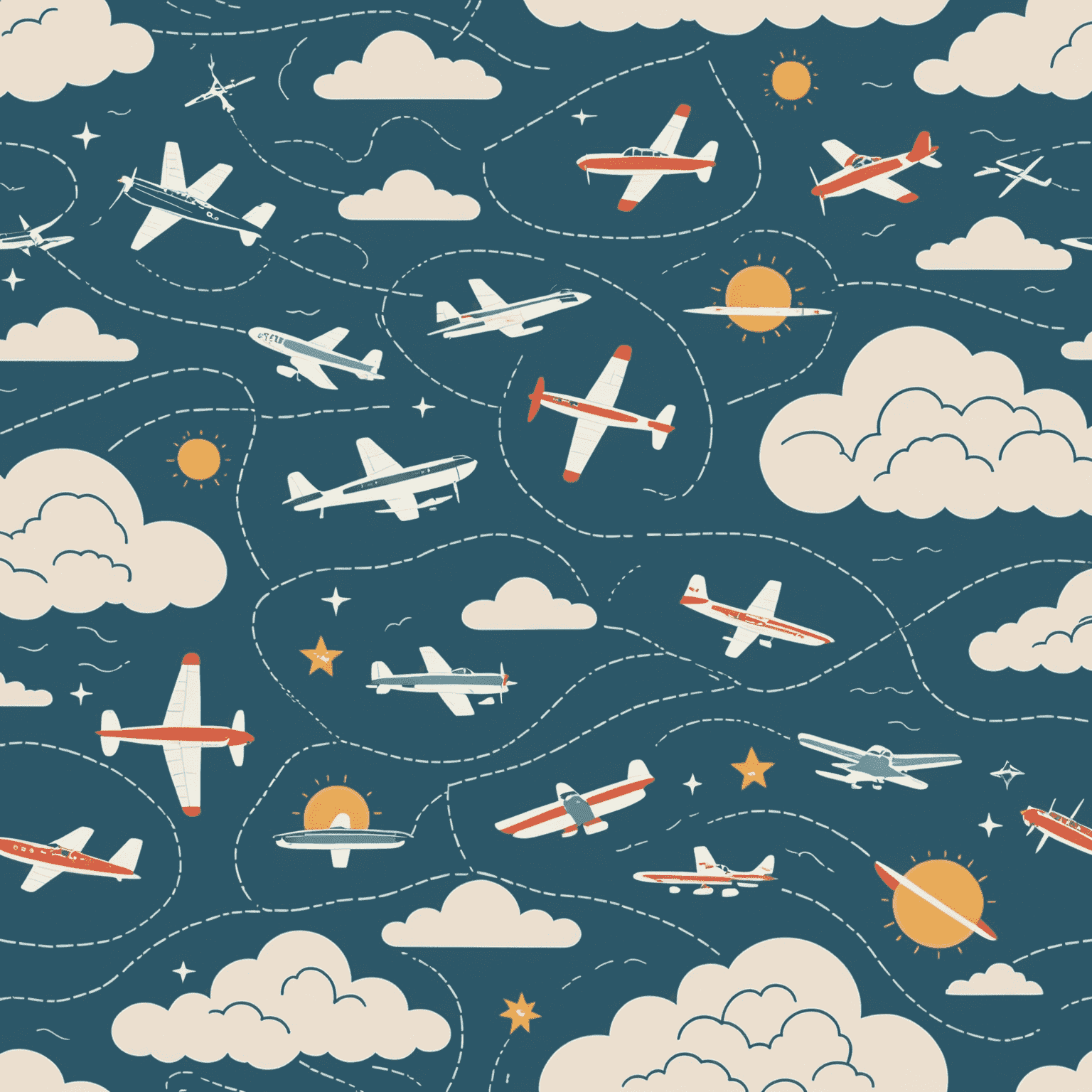 Whimsical weather map showing Aviator planes flying through different game pattern 'weather conditions'